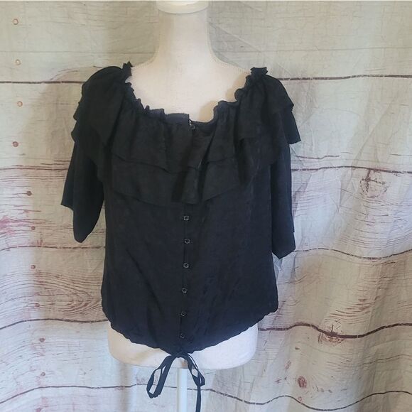 Zadig & Voltaire Milkmaid Tease Jac Leo Silk Off the Shoulder Top Size Large - Picture 3 of 8